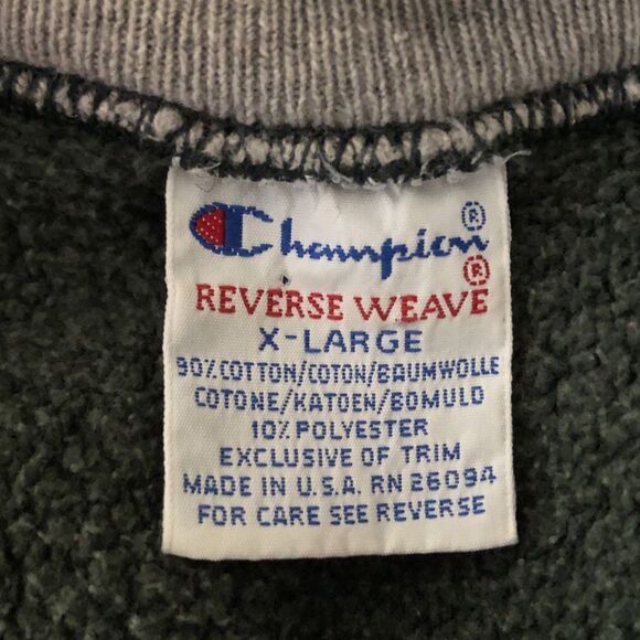 VTG Champion Reverse Weave Sweatshirt Mens Sz XL Crewneck Green Gold Embroidered - Picture 4 of 12